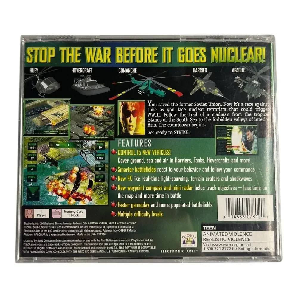 Nuclear Strike Playstation 1 PS1 Complete Green Label‎ Retro Vintage Video Game